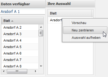 Die neu Zentrierung der Karte erfolgt auf alle angewählten Elementen