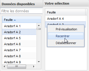 Le recentrage de la carte se fait sur l'ensemble des éléments présélectionnés